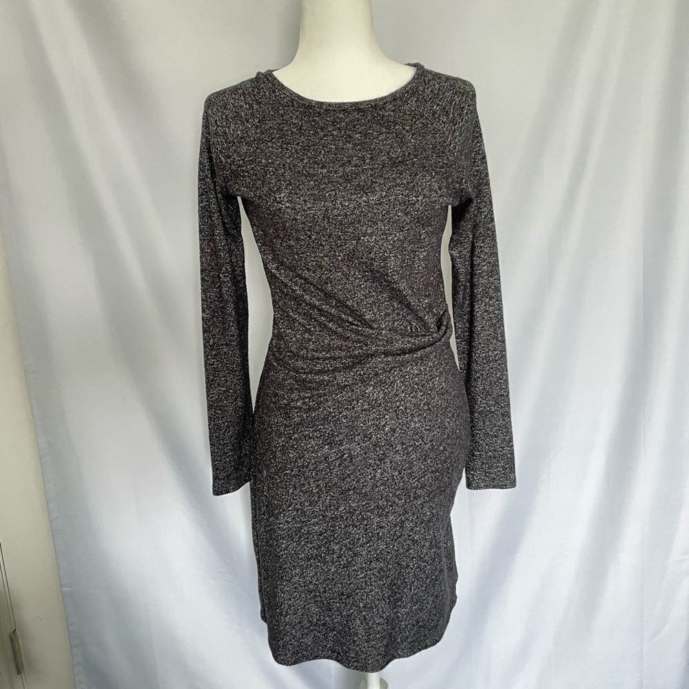 Athleta Charcoal Heathered Side sinched Long Sleeves Dress Coverup